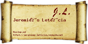 Jeremiás Letícia névjegykártya